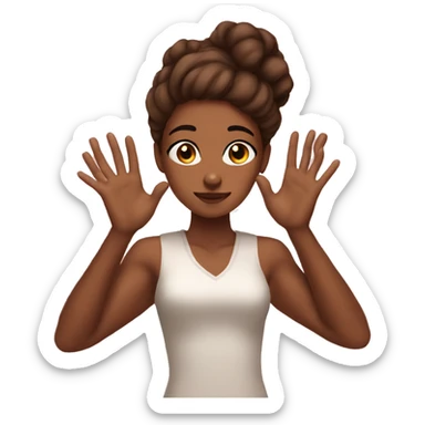 Brown skin OMG girl with hands sticker