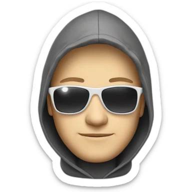 white hacker with sun glasses and hood sticker