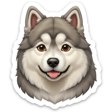 Alaskan Malamute dog, park, people sticker