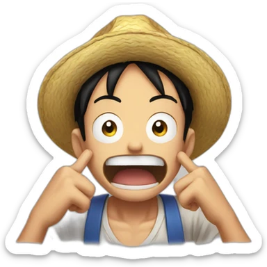 Shocked Luffy with his hands behind his head and his eyes and mouth wide open sticker