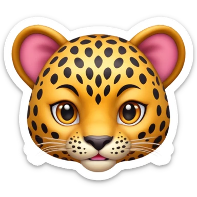 exotic leopard character, spotted fur, cute fierce face, 3D cartoon, mobile game icon style, clean background, no text, no watermark
 sticker