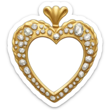 fancy gold and diamond heart mirror sticker