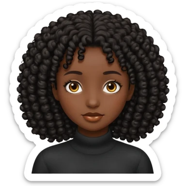 Una chica morena de cabello rizado no esponjado y color negro sticker