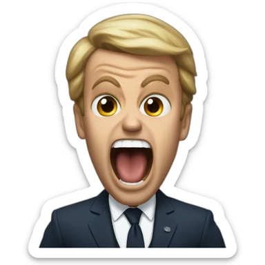 macron screaming of fear sticker