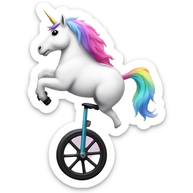 A unicorn on a unicycle sticker