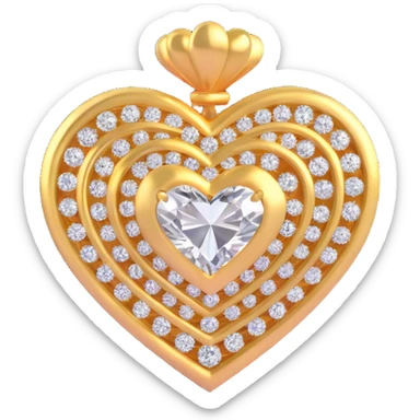 3D emoji style gold heart with sparkling diamond accents sticker
