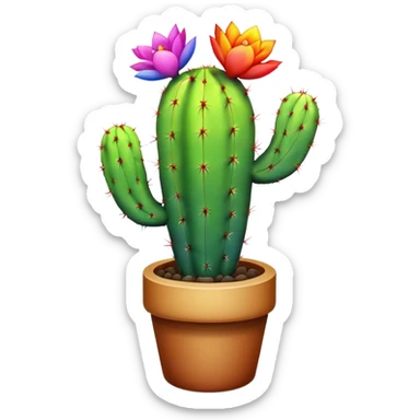 rainbow cactus with no spikes sticker