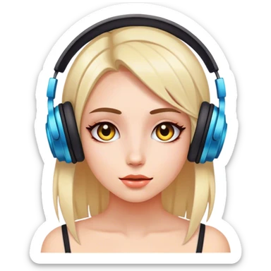 A girl listening to EDM music sticker