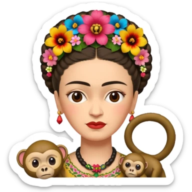 Frida Kahlo with monkey sticker