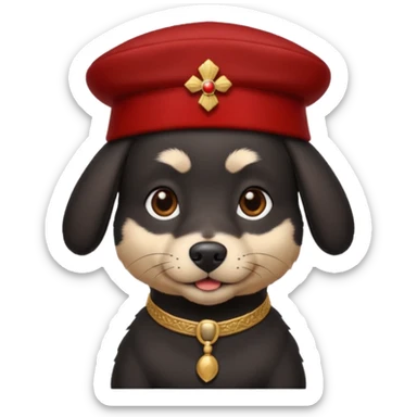black suited dog with fes hat sticker