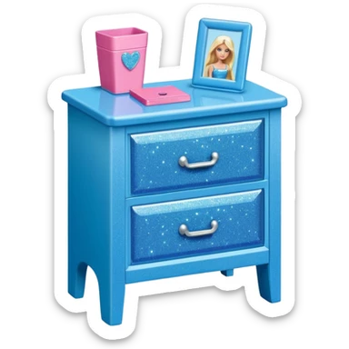 barbie nighstand blue with glitter sticker