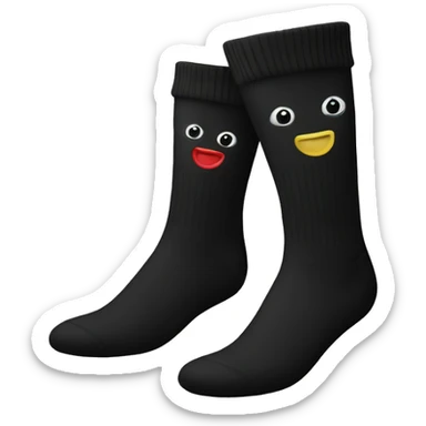 a pair of black socks adorned  sticker