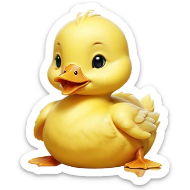 Cinematic Cute Yawning Yellow Baby Duck Portrait Emoji, Head tilted slightly with a dramatic, wide-open yawn, showcasing a soft, downy yellow coat with little drooping wings, round eyes barely open in drowsy contentment, Simplified yet irresistibly adorable features, highly detailed, glowing with a soft, cozy glow, high shine, relaxed yet expressive, stylized with a touch of whimsical charm, bright and endearing, soft glowing outline, capturing the essence of a sleepy yet affectionate duckling, so drowsy it feels like it could stretch out of the screen and curl up for a nap! sticker