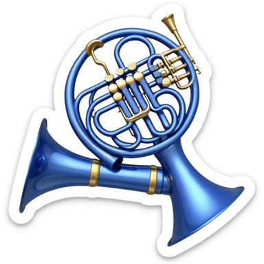 blue french horn sticker