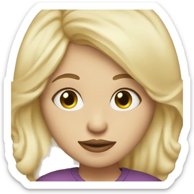 Blonde girl with peace sign and a kiss face  sticker