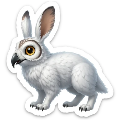 Snowshoe-Hare-Snowy-Owl-fusion-hybrid-animal-creature with a beak sticker