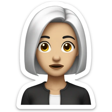 Pale woman black hair is frowning and heart broken sticker