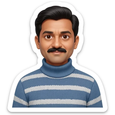 middle aged male indian primary school teacher without a moustache wearing a thick roller-neck jumper sticker