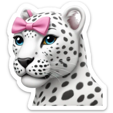 White leopard with a pink bow sticker