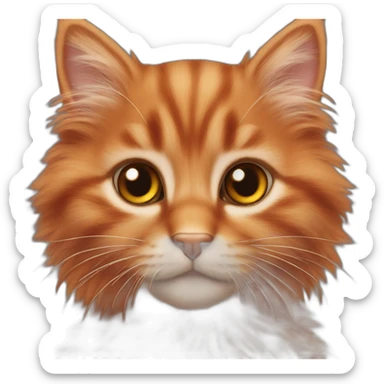 red fluffy kitten with brown almond eyes sticker