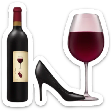 Red Wine with woman shoe sticker