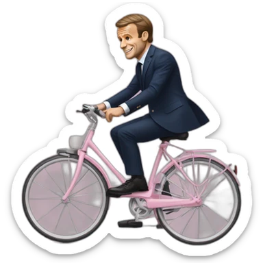 emmanuel macron riding a girly bycicle sticker