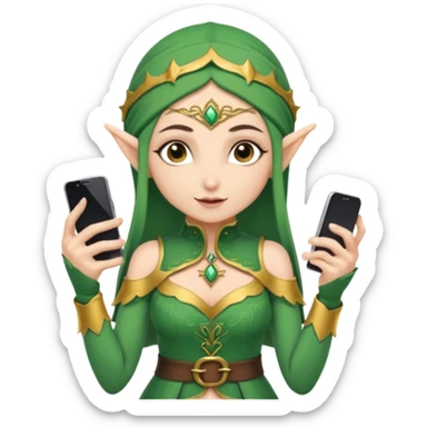elf with persion crawl custome dress and smartphone sticker