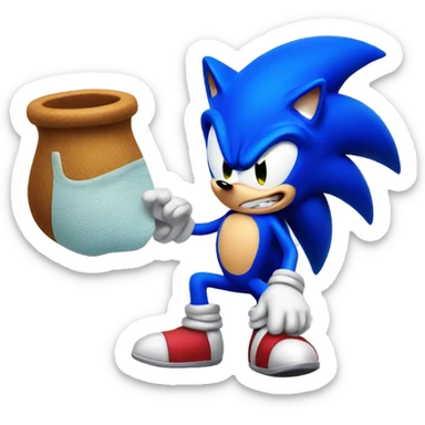 Sonic the hedgehog being sick sticker