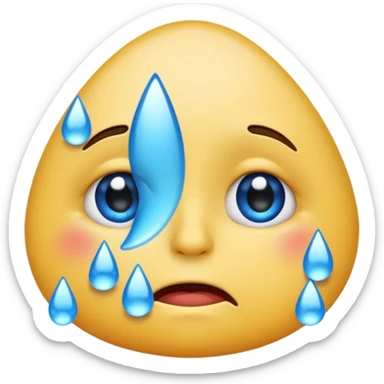 crying emoji with one gigantic tear sticker