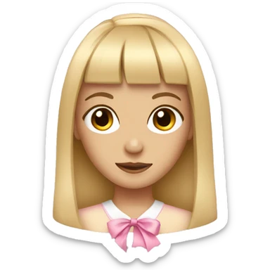 blonde girl with bangs wearing a pink bow  sticker