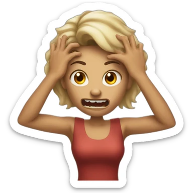 A woman acting like a monster with her hand and her face says grrr. Both hands are visible !  sticker