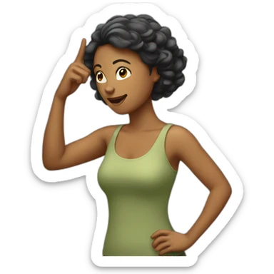 woman pointing to its own head sticker