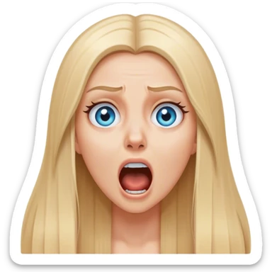 beautiful white girl with long straight blonde hair blue eyes screaming scared terrified  sticker