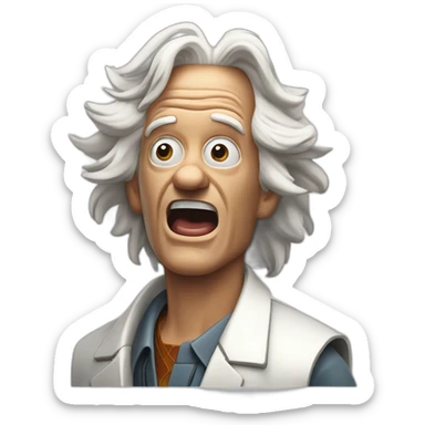 Doc brown from back to the future looking shocked and his mouth wide open. No eye-ware. sticker