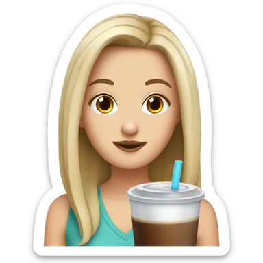 White Girl drinks iced coffee sticker
