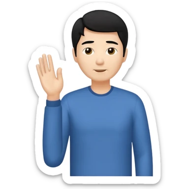 one tall, lean man in his 50s, talking, black hair, asian,  sticker