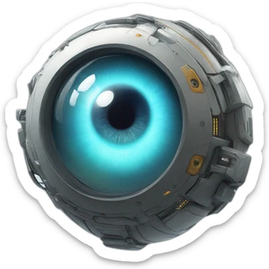 Giant floating robot eye in the sky  sticker