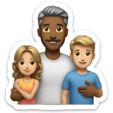 White Dad with 3 kids  sticker