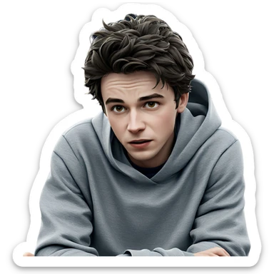stylish boy outdoors in hoodie sticker