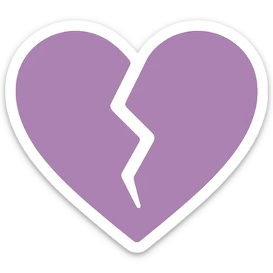 A dull purple broken heart sticker