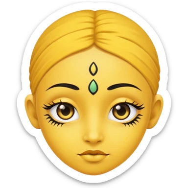 Yellow face with cute eyes and black bindi sticker