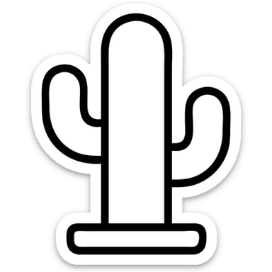 outlined icon of a cactus representing Mexico sticker