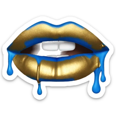 Blue lips with gold dripping off sticker