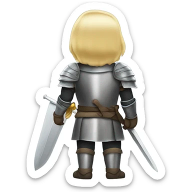 knight blonde hair back, rear view sticker