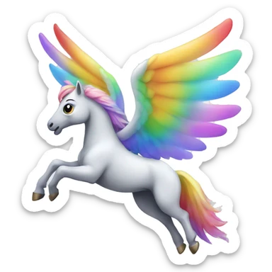 flying Pegasus with shimmering rainbow wings. sticker