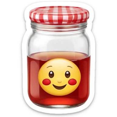 Bonne Maman jam jar, classic French design, red gingham lid, cute emoji style sticker