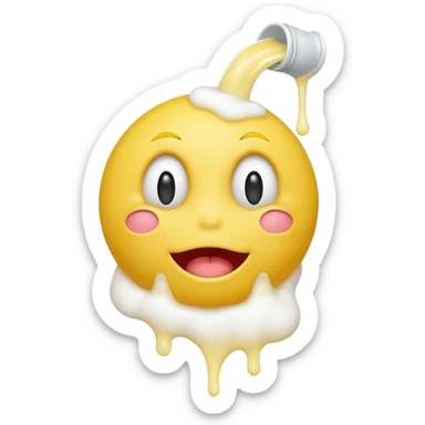 yellow smiley face with eyes up and mouth open, Vomiting white foam sticker