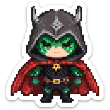 chibi villain character with evil cape sticker