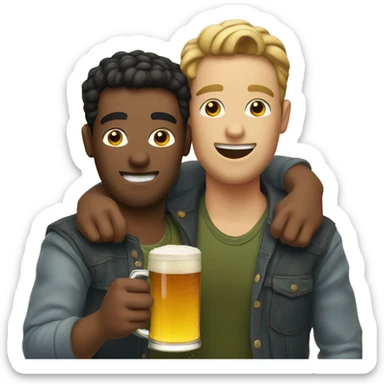 A gay couple drinking beer  sticker