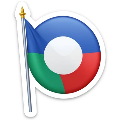 Un drapeau avec du bleu en haud du vers en bas et un cercle rouge aj milieux sticker